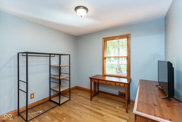 interior space with light hardwood / wood-style floors