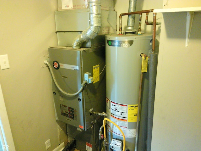 utilities featuring gas water heater and heating unit