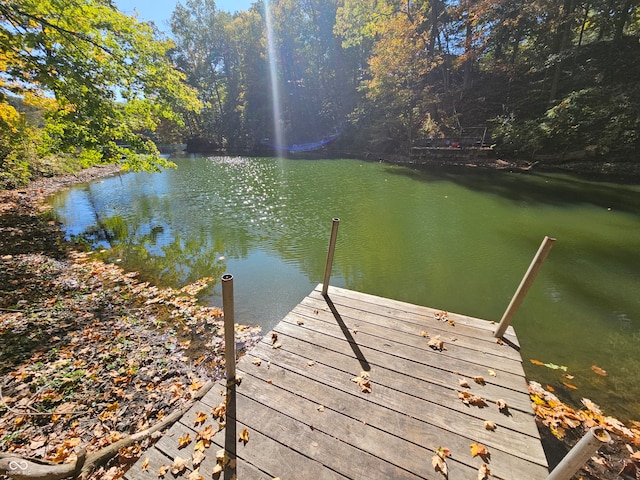 view of dock featuring a water view