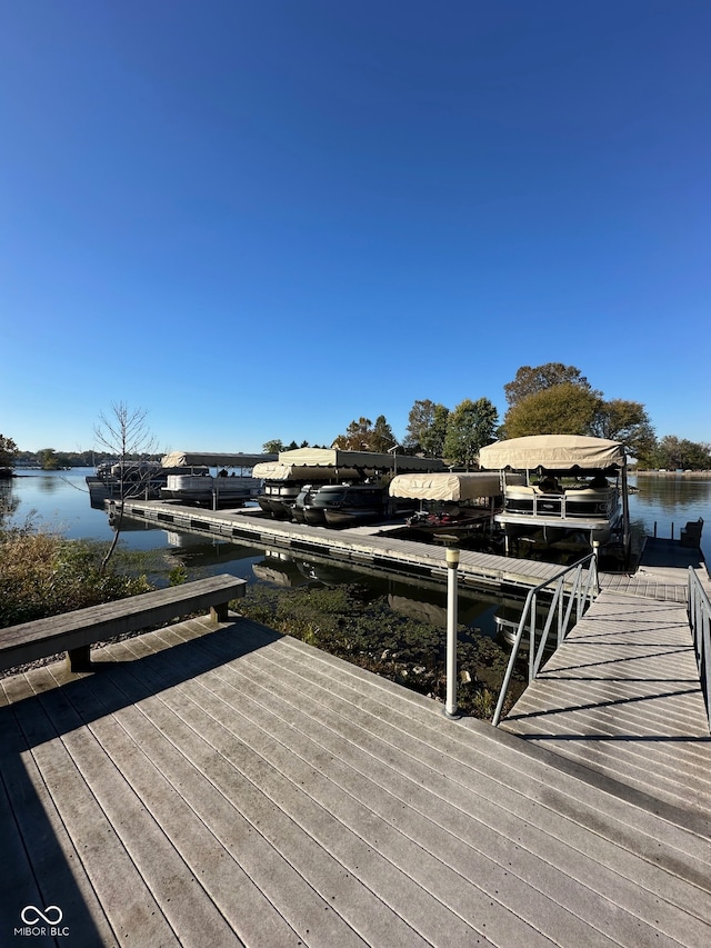 view of dock featuring a water view