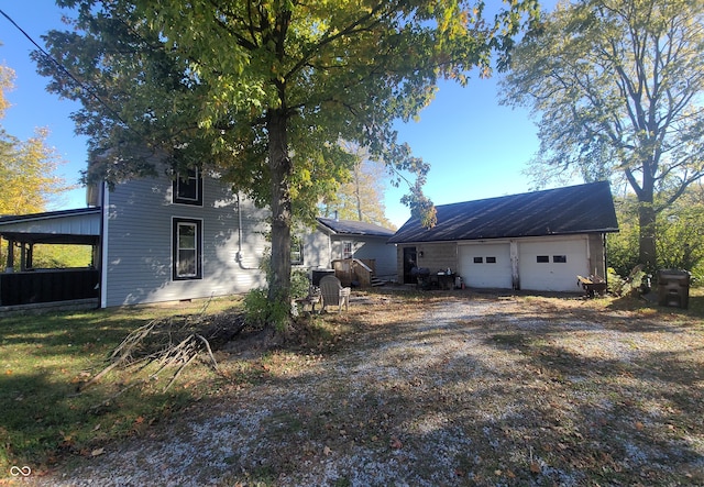 exterior space with a garage