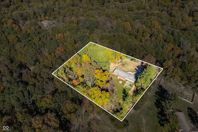 3233 Plum Creek Rd, Nashville, IN 47448 - birds eye view of property with a forest view