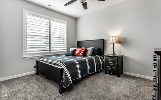 bedroom with carpet and ceiling fan