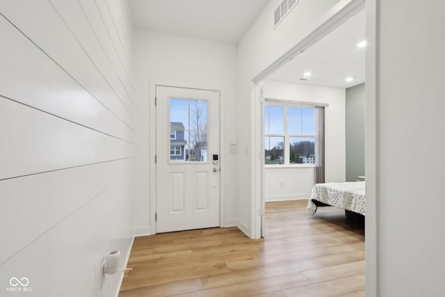 10008 Sundley Dr, Indianapolis, IN 46239 - entryway featuring recessed lighting, baseboards, light wood-style floors, and visible vents