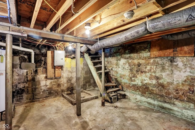 basement with electric panel