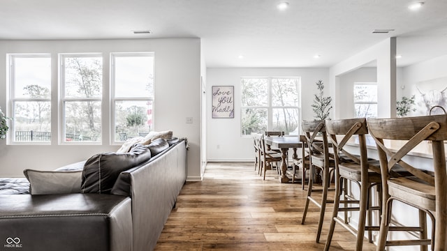 living room featuring light hardwood / wood-style flooring