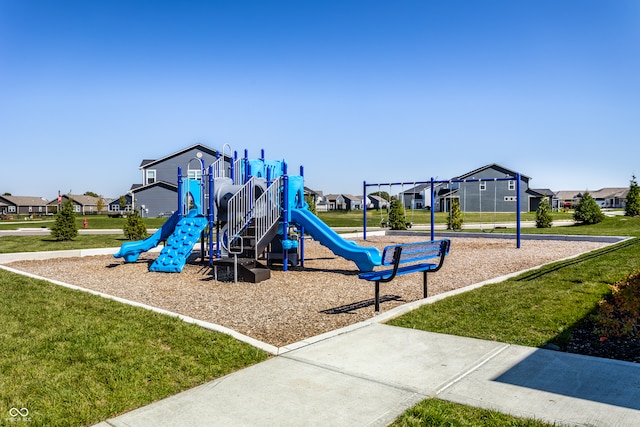 view of play area featuring a yard