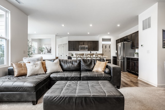 living room with wood-type flooring