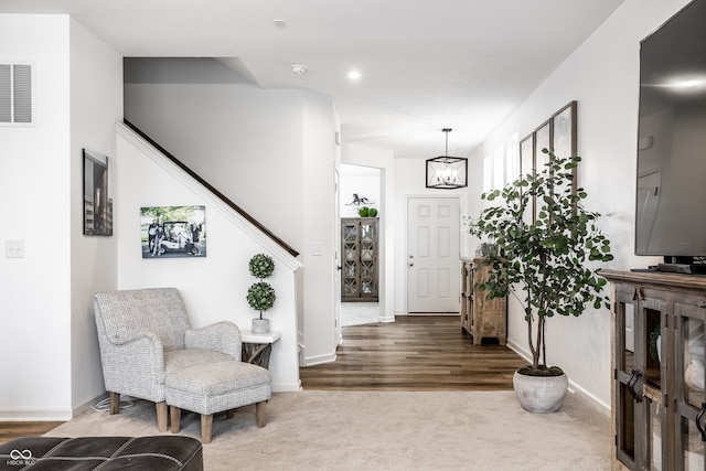 entrance foyer featuring wood-type flooring