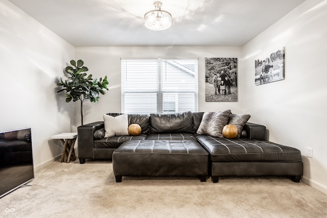 living room featuring carpet