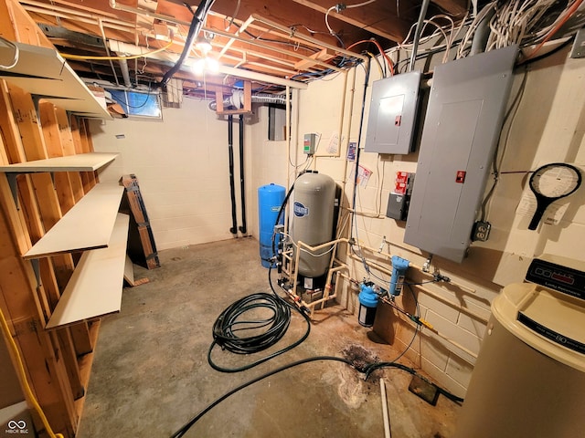 basement with electric panel