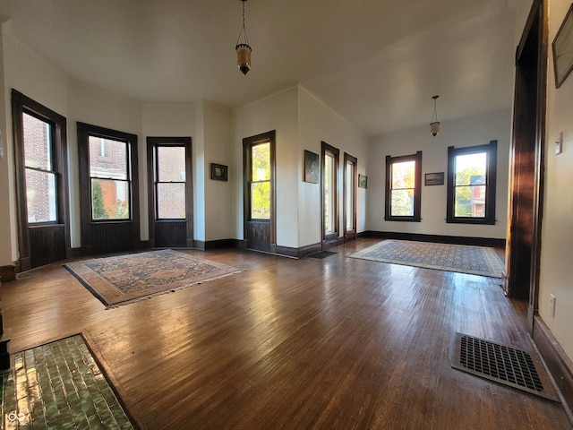 foyer entrance featuring dark hardwood / wood-style floors