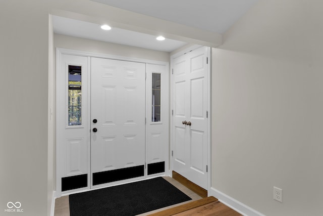 foyer with hardwood / wood-style flooring