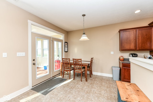 view of tiled dining space