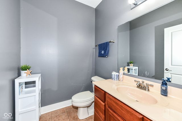 bathroom featuring vanity, toilet, and tile patterned floors