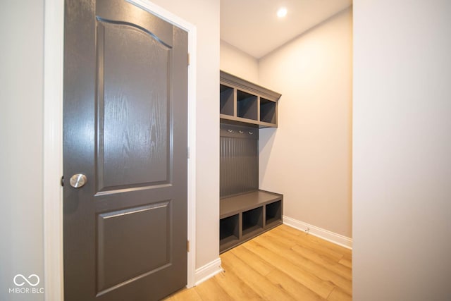 mudroom featuring light wood-type flooring