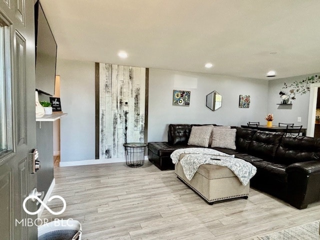 living room featuring light wood-type flooring