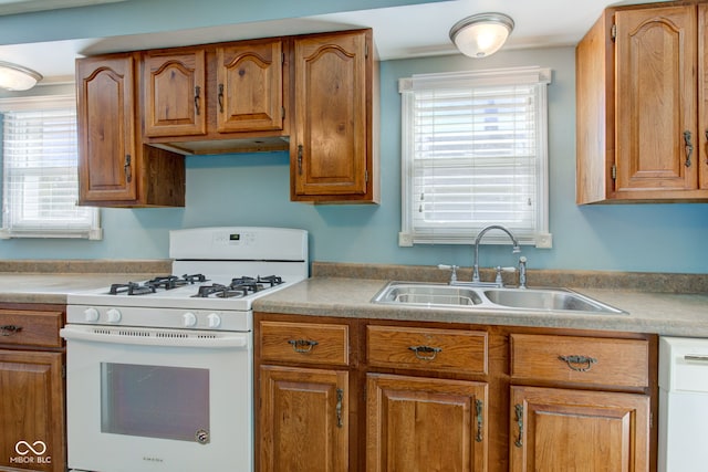 kitchen with white appliances and sink