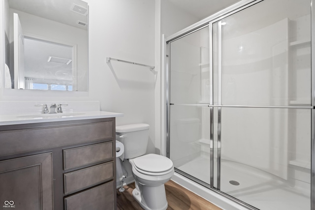 802 Weldon Way, Westfield, IN 46074 - bathroom featuring a shower stall, wood finished floors, and vanity