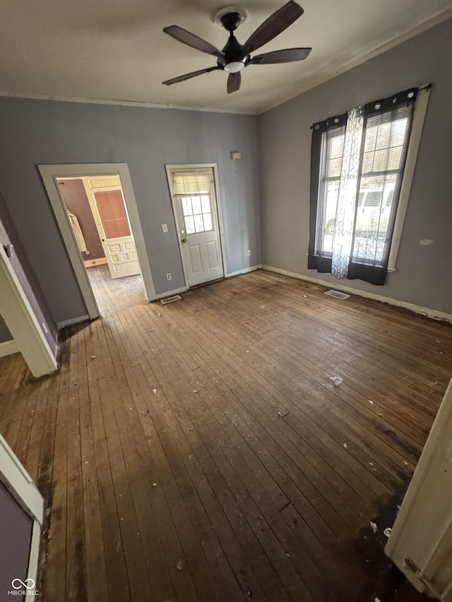 interior space featuring ceiling fan and hardwood / wood-style floors