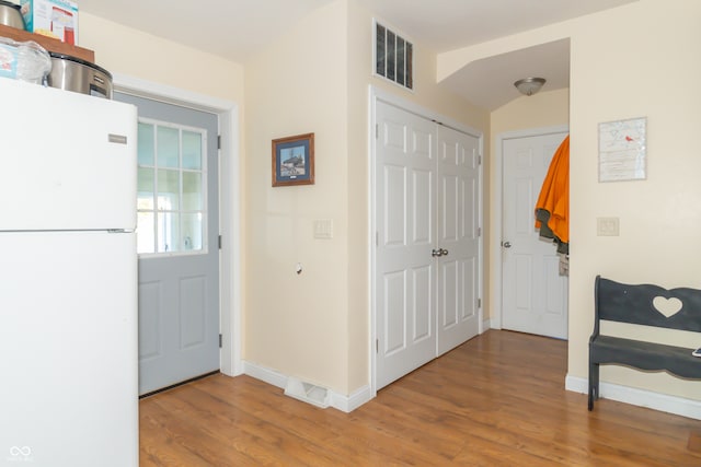 foyer entrance with wood-type flooring