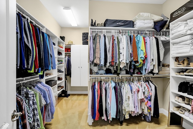 spacious closet with carpet flooring