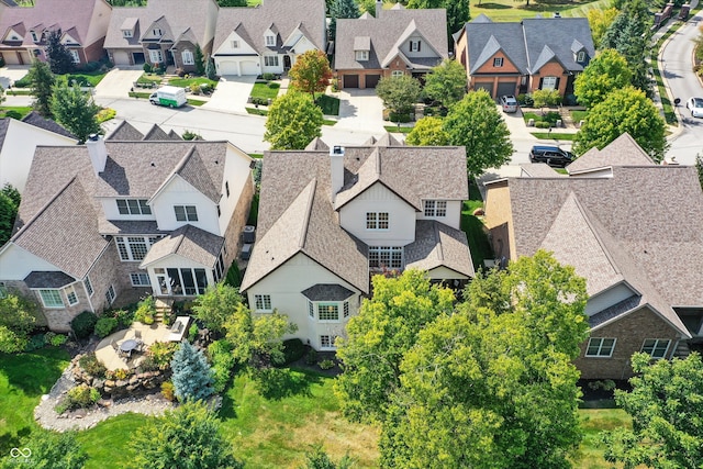 aerial view with a residential view