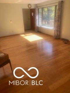 empty room with hardwood / wood-style flooring