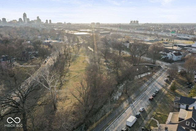 drone / aerial view with a city view