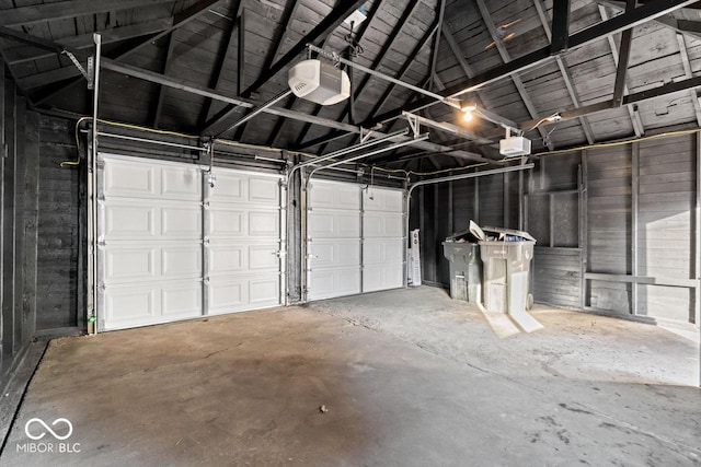 garage with a garage door opener