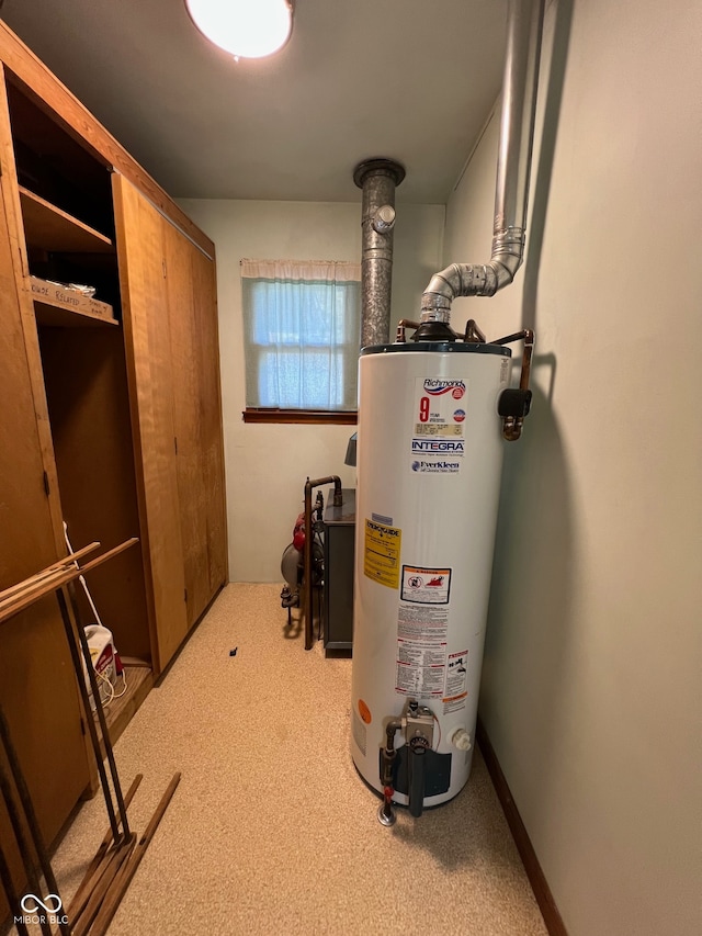 utility room with water heater