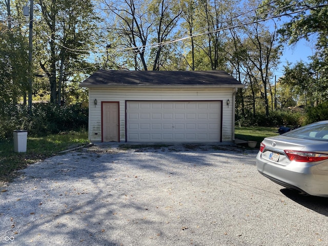 view of detached garage