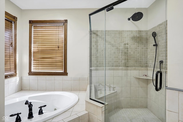 bathroom with independent shower and bath