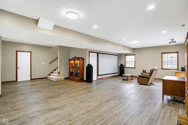 7178 Lockford N, Avon, IN 46123 - interior space with recessed lighting, baseboards, light wood-type flooring, and stairs