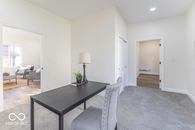 office area featuring hardwood / wood-style floors