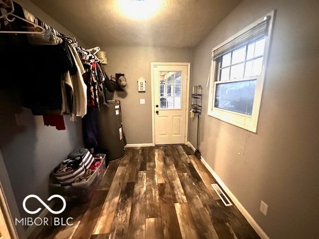 mudroom featuring dark wood-type flooring