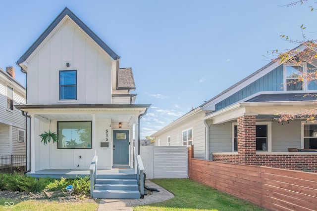 view of front of home featuring covered porch