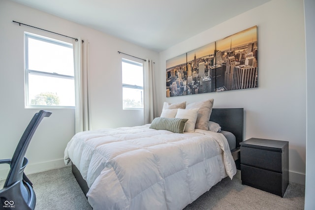 carpeted bedroom with multiple windows