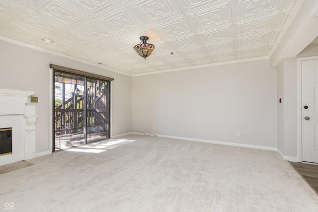 8168 Shorewalk Dr Unit A, Indianapolis, IN 46236 - unfurnished living room with carpet floors, baseboards, and an ornate ceiling