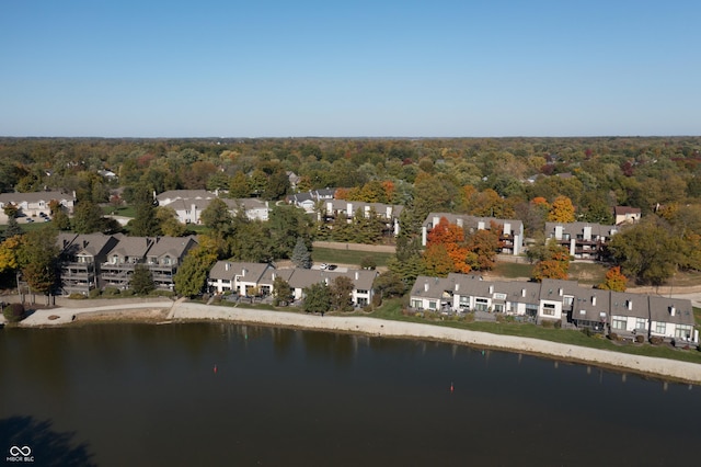 8168 Shorewalk Dr Unit A, Indianapolis, IN 46236 - bird's eye view featuring a water view, a residential view, and a forest view