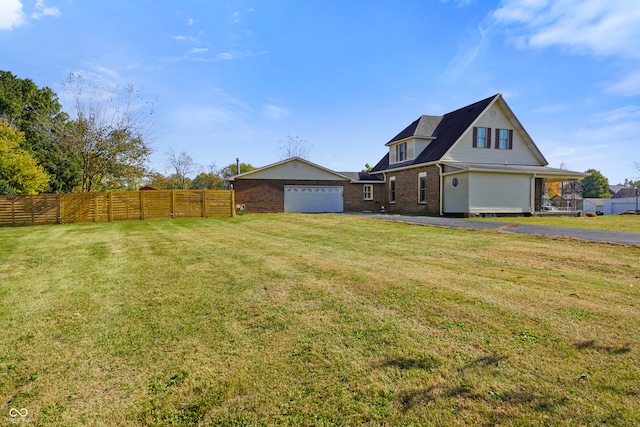 view of yard featuring a garage