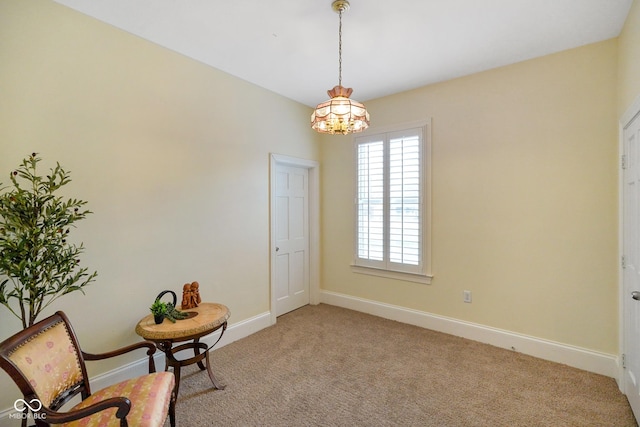 232 N Church St, Morgantown, IN 46160 - living area with light carpet, a notable chandelier, and baseboards