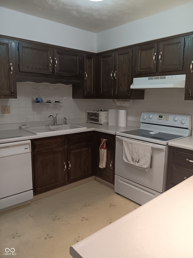 kitchen featuring dishwasher, electric stove, sink, and tasteful backsplash