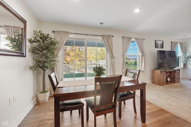 dining area featuring light hardwood / wood-style floors