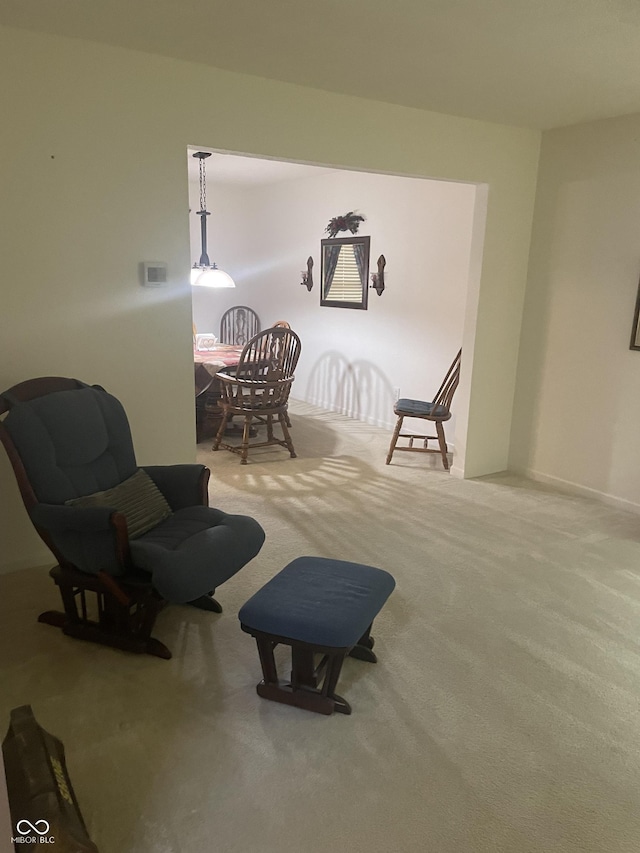 sitting room with carpet flooring