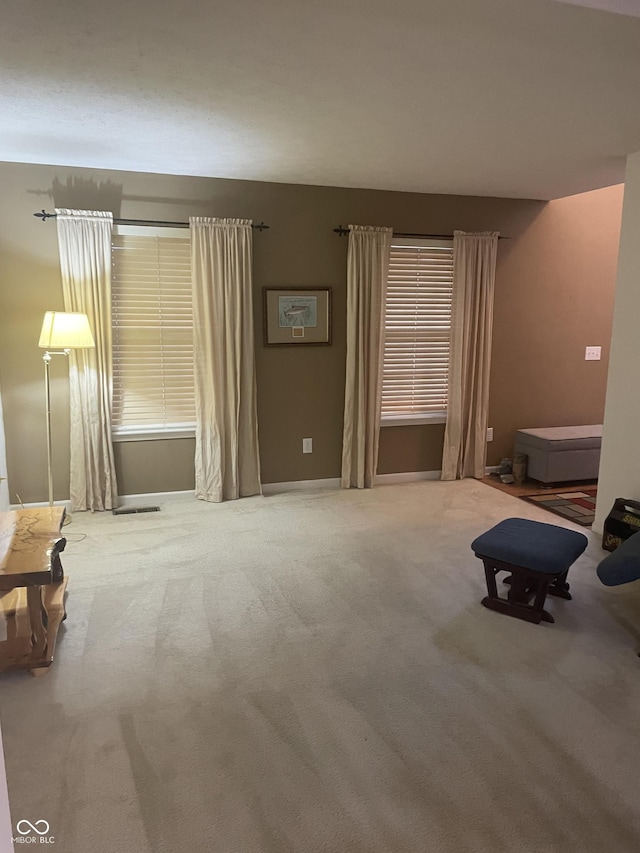 unfurnished living room featuring carpet floors