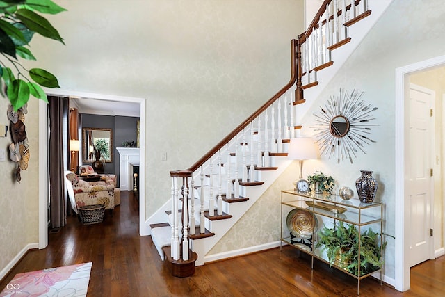 stairs featuring wood-type flooring