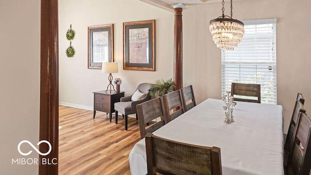 dining room featuring light wood-type flooring