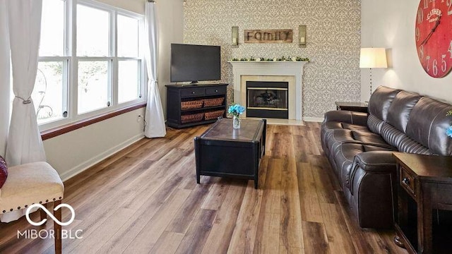 living room featuring hardwood / wood-style floors