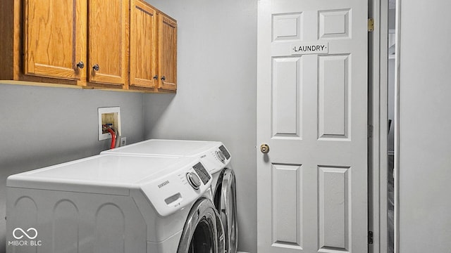 laundry room with cabinets and independent washer and dryer